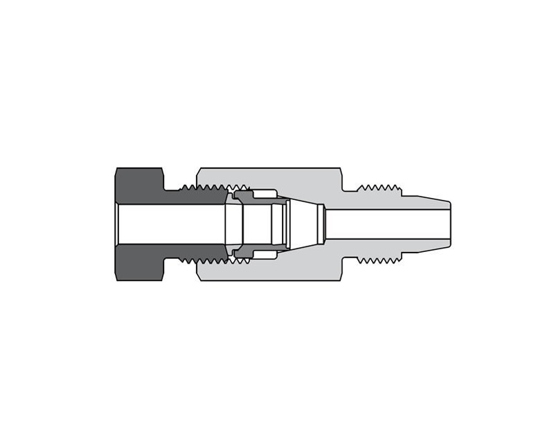 316 SS, FITOK AMH Series Adapter Fitting, Female to Male, 1/4" Female 20D Series Medium Pressure × 3/8" Male 20D Series Medium Pressure Tube Fitting