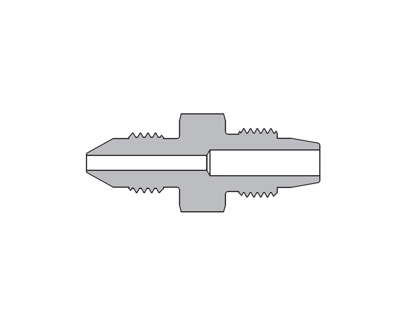 316 SS, AMH Series Adapter Fitting, Male to Male, 3/8" Male 20M Series Medium Pressure Coned and Threaded Connection × 3/8" Male 20D Series Medium Pressure Tube Fitting