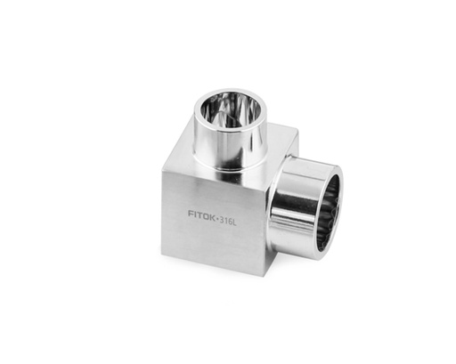 316L SS, FITOK M Series Micro Butt Weld Fitting, 90° Union Elbow, 1/8" O.D.