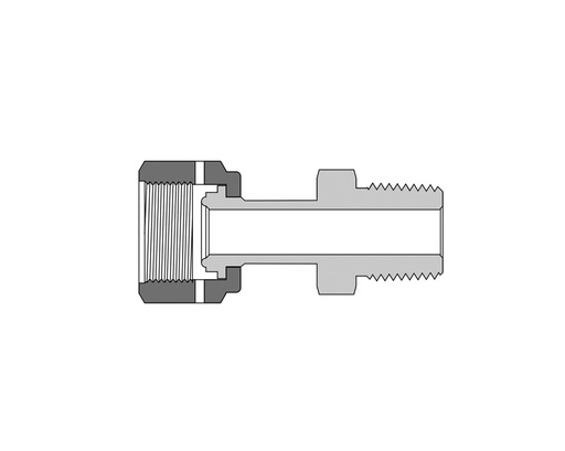 [SS-WG-FR4-NS4] 316 SS Metal Gasket Face Seal Fittings, FR Welded Gland to Male NPT, 1/4" FR Welded Gland  x 1/4 Male NPT 