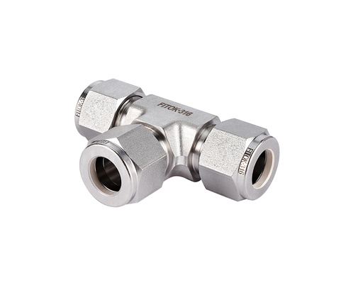 [SS-TTT-FL4] Union Tee, 316SS, 1/4in. x 1/4in. x 1/4in. Tube OD, 2-Ferrule