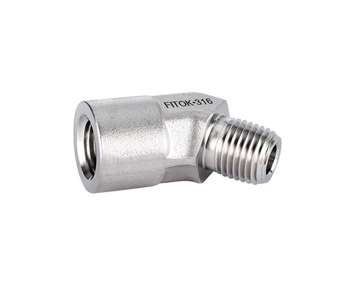 [SS-PSV-NS8] 316 SS, FITOK 6 Series Pipe Fitting, 45° Street Elbow, 1/2 Female NPT × 1/2 Male NPT