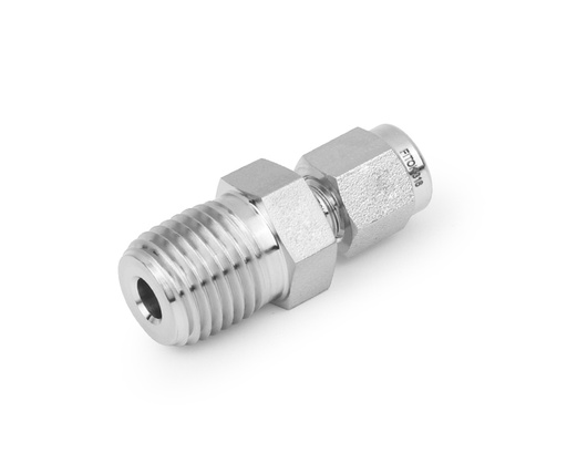 [SS-CM-FL8-RT8] Male Connector, 316SS, 1/2in. Tube OD, 2-Ferrule x 1/2in. (M)BSPT