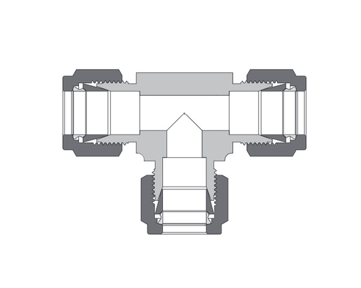 [B-TTT-FL4] Brass, FITOK 6 Series Tube Fitting, Union Tee, 1/4" O.D.