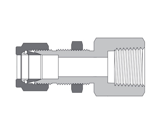 [B-BCF-FL4-NS2] Brass, FITOK 6 Series Tube Fitting, Bulkhead Female Connector, 1/4" O.D. × 1/8 Female NPT