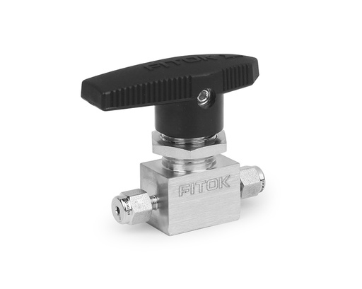 [BOSS-FL2-02] Ball Valve, Body: 316SS, MWP: 2,500psig, Seat: PTFE, Conn.: 1/8in. x 1/8in. Tube OD, 2-Ferrule, Orifice:2.4mm, Cv:0.2, Black Nylon Handle, 2-Way