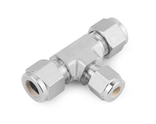 [SS-TTT-FL6-FL6-FL4] 316 SS, FITOK 6 Series Tube Fitting, Reducing Union Tee, 3/8" O.D. × 3/8" O.D. × 1/4" O.D.