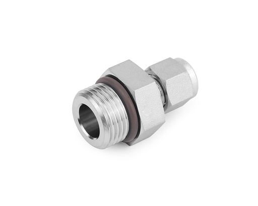 [SS-CM-ML6-ST7] Male Connector, 316SS, 6mm Tube OD, 2-Ferrule x 7/16-20 Male SAE/MS Straight Thread