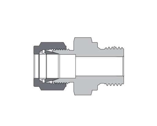 [B-CM-ML12-RS6] Brass, FITOK 6 Series Tube Fitting, Male Connector, 12mm O.D. × 3/8 ISO Parallel Thread(RS)