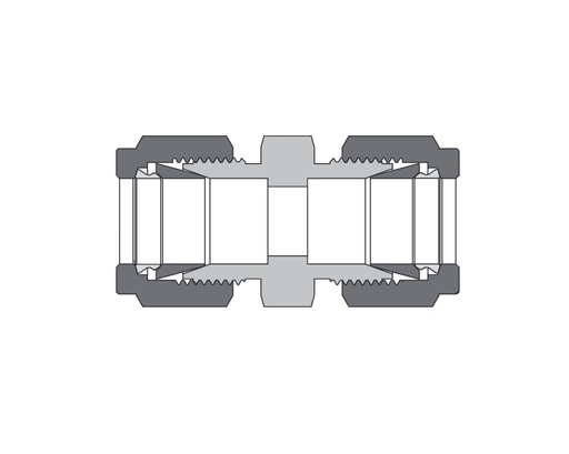 [B-U-FL2] Union, Brass, 1/8in. x 1/8in. Tube OD, 2-Ferrule,