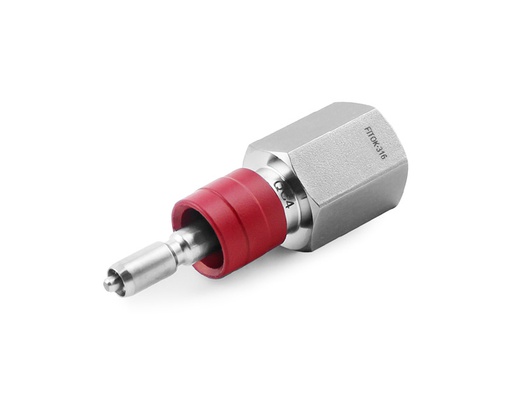 [SS-QC8-FNS8-D] Quick-connect Stem, 316SS,Stem, QC8 Series, O-ring: FKM, Connection: 1/2in. (F)NPT, (DESO) Stem with valve, shuts off when uncoupled