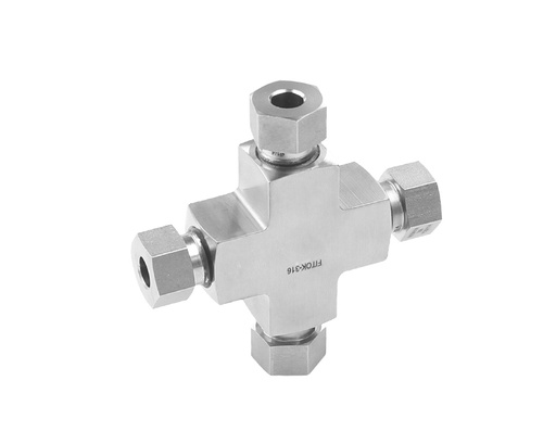 [SS-DX-DFF12] 316 SS, FITOK 20D Series Medium Pressure Tube Fitting, Union Cross, 3/4" O.D.