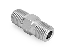 [SS-PHN-NS6-RT6] 316 SS,Pipe Fitting,Hex Nipple 3/8&quot;Male NPT × 3/8&quot;Male ISO Tapered Thread