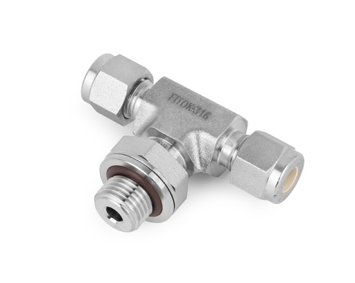 [SS-TTP-FL10-PP8] Positionable Male Branch Tee, 316SS, 5/8in. X  5/8in. Tube OD, 2-Ferrule x Branch 1/2in. ISO Parallel Thread