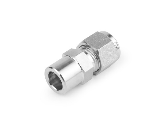 [SS-CW-FL2-TS2] Weld Connector, 316SS, 1/8in. Tube OD, 2-Ferrule x 1/2in. Fractional Tube Socket Weld 