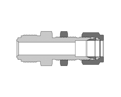 [SS-UB-FR4-FL4-1.88] 316 SS Metal Gasket Face Seal Fittings, 1/2" FR Body x 3/8" Tube Fitting 1.88" Long