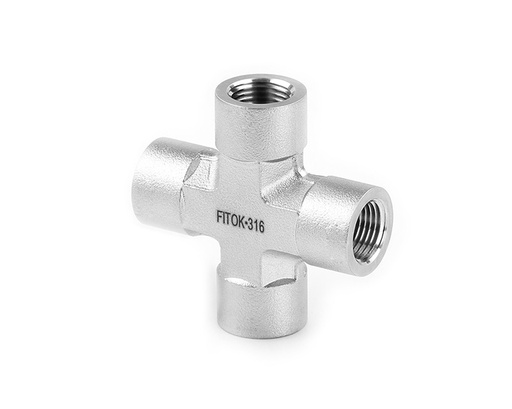 [B-PCR-NS2] Female Cross, Brass, 1/8in. x 1/8in. x 1/8in. x 1/8in. (F)NPT