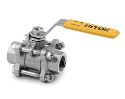 [BGSS-FNS8-15] Ball Valve, Body: 316SS/CF8M, MWP: 1,000psig, Seat: PTFE, Conn.: 1/2in. x 1/2in. (F)NPT, Orifice:15mm, Cv:13, SS Lever Handle, 3-Piece Bolted Body