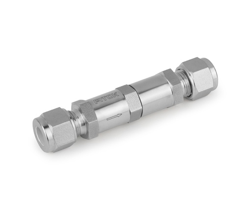 [CASS-ML6] Check Valve, Body: 316SS, MWP: 3,000psig, Sealing: FKM, Conn.: 6mm x 6mm Tube OD, 2-Ferrule, Adjustable Cracking Pressure: 3-50psigpsig, Cv:0.37