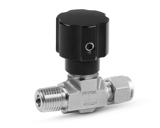 [NDSS-NS4-FL4-7] 316 SS, ND Series Needle Valve, Nonrotating-stem, 1/4 Male NPT × 1/4" Tube Fitting, PCTFE Stem Tip, Fluorocarbon FKM O-ring, 3000psig(207bar), -20°F to 200°F(-28°C to 93°C), 0.16" Orifice