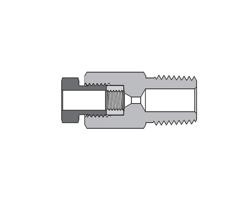 [SS-FMA-MF6-NS4] 316 SS, FITOK AMH Series Adapter Fitting, Female to Male, 3/8" Female 20M Series Medium Pressure Coned and Threaded Connection × 1/4 Male NPT