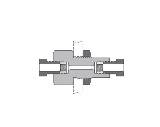 [SS-MBU-MF9] 316 SS, FITOK 20M Series Medium Pressure Fitting, Coned and Threaded Connection, Bulkhead Union, 9/16" O.D.