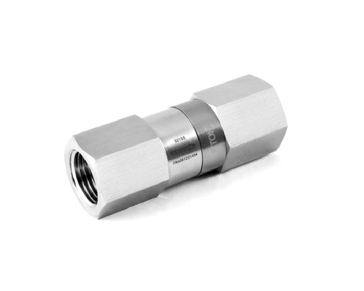 [EVSS-NS8-FNS8-8] 316 SS, EV Series Excess Flow Valve, 1/2 Male NPT × 1/2 Female NPT, Fluorocarbon FKM O-ring, 4900psig(337bar), -10°F to 400°F(-23°C to 204°C), 1.1 Cv