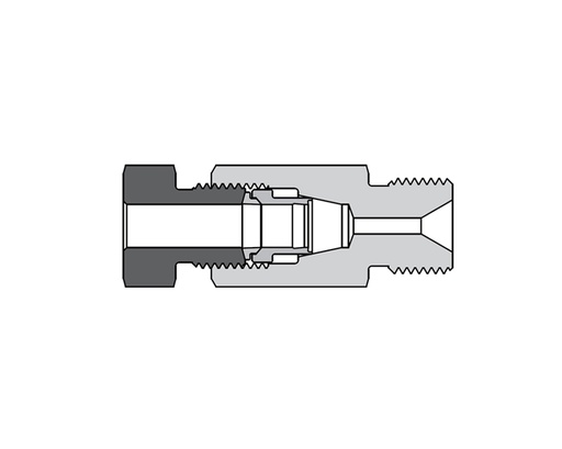 [SS-FMA-DFF4-TM9] 316 SS, FITOK AMH Series Adapter Fitting, Female to Male, 1/4" Female 20D Series Medium Pressure Tube Fitting × 9/16-18 Male Type"M"