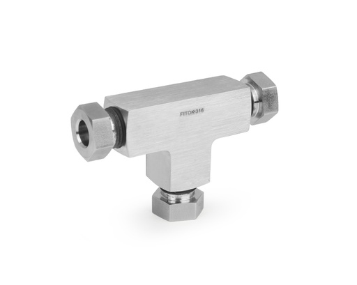 [SS-DT-DFF8] 316 SS, FITOK 20D Series Medium Pressure Tube Fitting, Union Tee, 1/2" O.D.