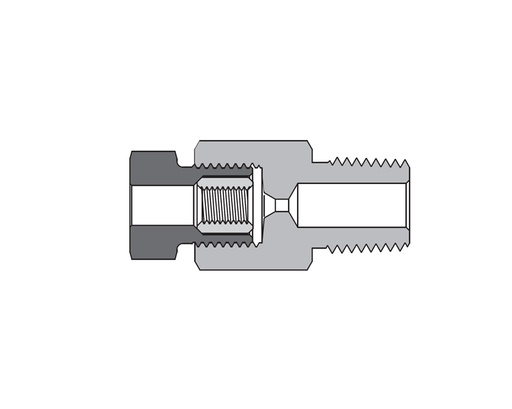 [SS-FMA-HF9-NS8] 316 SS, FITOK AMH Series Adapter Fitting, Female to Male, 9/16" Female 60 Series High Pressure Coned and Threaded × 1/2 Male NPT