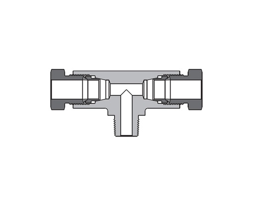 [SS-DT-DFF4-DFF4-NS4] 316 SS, FITOK 20D Series Medium Pressure Tube Fitting, Male Branch Tee, 1/4" O.D. × 1/4" O.D. × 1/4 Male NPT