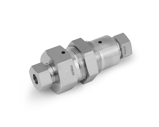 [SS-HBU-HF6] 316 SS, FITOK 60 Series High Pressure Fitting, Coned and Threaded Connection, Bulkhead Union, 3/8" O.D.