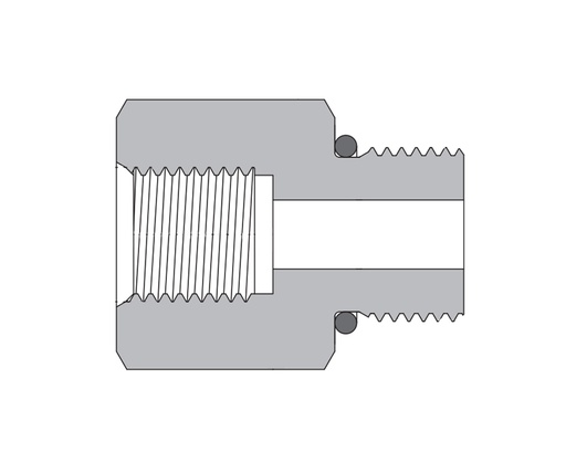 [SS-HPA-US9-SH12] 316 SS, FITOK PMH Series High Pressure Pipe Fitting, Adapter, 9/16-18 Female × 3/4-16 Male SAE O-ring