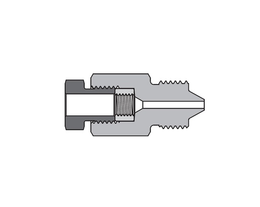 [SS-FMA-MF9-HM4] 316 SS, AMH Series Adapter Fitting, Female to Male, 9/16" Female 20M Series Medium Pressure × 1/4" Male 60 Series High Pressure, Coned and Threaded Connection